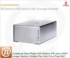 35885 - Unidade de Disco Rgido (HD) Externo 4TB Lenovo EMC Iomega Desktop UltraMax Plus Hard Drive Prata MAC Edition eSATA Firewire 400/800 USB 2.0