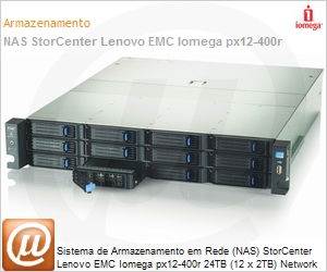 36160 - Sistema de Armazenamento em Rede (NAS) StorCenter Lenovo EMC Iomega px12-400r 24TB (12 x 2TB) Network Storage Array Server Class Series