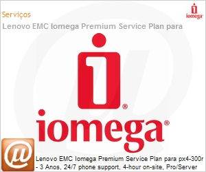 36194 - Lenovo EMC Iomega Premium Service Plan para px4-300r - 3 Anos, 24/7 phone support, 4-hour on-site, Pro/Server Class Spares Kit (all capacities)