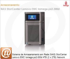 70A39006LA - Sistema de Armazenamento em Rede (NAS) StorCenter Lenovo EMC Iomega px2-300d 4TB (2 x 2TB) Network Storage, Pro Series