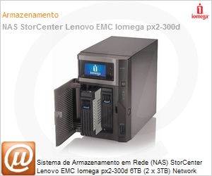 70A39007LA - Sistema de Armazenamento em Rede (NAS) StorCenter Lenovo EMC Iomega px2-300d 6TB (2 x 3TB) Network Storage, Pro Series