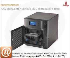 70CJ9001LA - Sistema de Armazenamento em Rede (NAS) StorCenter Lenovo EMC Iomega px4-400d Pro 8TB ( 4 x HD 2TB)