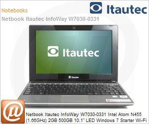 250000000331 - Netbook Itautec InfoWay W7030-0331 Intel Atom N455 (1.66GHz) 2GB 500GB 10.1" LED Windows 7 Starter Wi-Fi N Bluetooth WebCam
