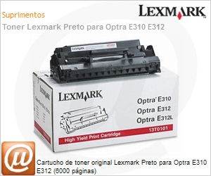 13T0101 - Cartucho de toner original Lexmark Preto para Optra E310 E312 (6000 pginas)