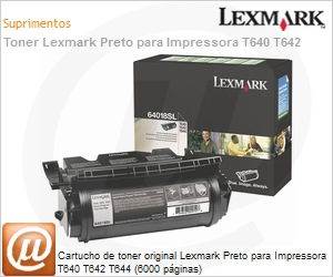 64018SL - Cartucho de toner original Lexmark Preto para Impressora T640 T642 T644 (6000 pginas)