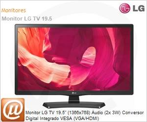 20MT49DF-PS - Monitor LG TV 19.5" (1366x768) udio (2x 3W) Conversor Digital Integrado VESA (VGA/HDMI)