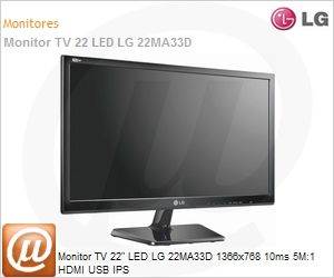 22MA33D - Monitor TV 22" LED LG 22MA33D 1366x768 10ms 5M:1 HDMI USB IPS