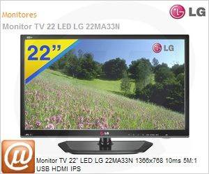 22MA33N - Monitor TV 22" LED LG 22MA33N 1366x768 10ms 5M:1 USB HDMI IPS