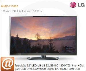 32LS341C - Televiso 32" LED LG LS 32LS341C 1366x768 9ms HDMI [x2] USB DivX Conversor Digital IPS Modo Hotel USB Cloning Welcome Screen
