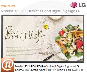 32SM5J-B.AWZM - Monitor 32" LED LFD Profissional Digital Signage LG Series SM5J Stand Alone Full HD 10ms HDMI [x3] USB 16/7 webOS 