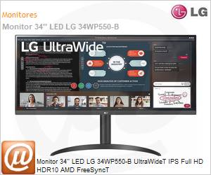 34WP550-B - Monitor 34" LED LG 34WP550-B UltraWide IPS Full HD HDR10 AMD FreeSync