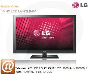 42LK451 - Televiso 42" LCD LG 42LK451 1920x1080 4ms 100000:1 Wide HDMI [x3] Full HD USB