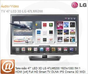47LM6200 - Televiso 47" LED 3D LG 47LM6200 1920x1080 5M:1 HDMI [x4] Full HD Smart TV DLNA IPS Cinema 3D WiDi culos 3D [x4] com Conversor Digital