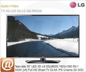 55LM6200 - Televiso 55" LED 3D LG 55LM6200 1920x1080 5M:1 HDMI [x4] Full HD Smart TV DLNA IPS Cinema 3D WiDi culos 3D [x4] com Conversor Digital