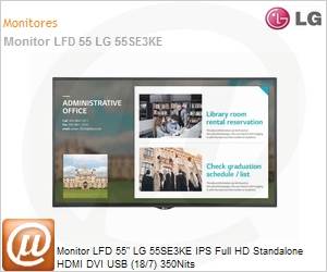 55SE3KE-B.AWZ - Monitor 55" LED LFD Profissional Digital Signage LG 55SE3KE-B IPS Full HD Stand Alone HDMI DVI USB (18/7) 350Nits