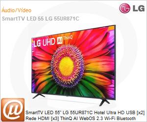 55UR871C0SA.BWZ - SmartTV LED 55" LG 55UR871C Hotel Ultra HD USB [x2] Rede HDMI [x3] ThinQ AI WebOS 2.3 Wi-Fi Bluetooth Alexa Google Assistant Ultrafino 