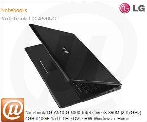 A510-G.BE41P1 - Notebook LG A510-G 5000 Intel Core i3-390M (2.67GHz) 4GB 640GB 15.6" LED DVD-RW Windows 7 Home Premium 64 Wi-Fi N Bluetooth WebCam HDMI Fingerprint