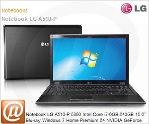 A510-PBE52P1 - Notebook LG A510-P 5300 Intel Core i7-6GB 640GB 15.6" Blu-ray Windows 7 Home Premium 64 NVIDIA GeForce 310M 1GB Wi-Fi Bluetooth WebCam HDMI Preto