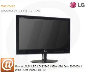 E2240 - Monitor 21,5" LED LG E2240 1920x1080 5ms 2000000:1 Wide Preto Piano Full HD