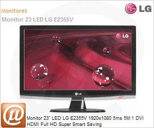 E2355V - Monitor 23" LED LG E2355V 1920x1080 5ms 5M:1 DVI HDMI Full HD Super Smart Saving