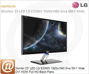 E2360V-PN.AWZ - Monitor 23" LED LG E2360V 1920x1080 5ms 5M:1 Wide DVI HDMI Full HD Black Piano