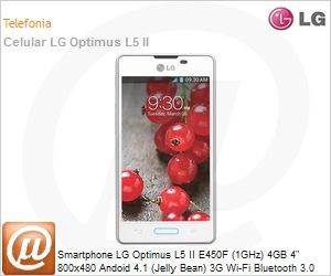 LGE450F.ABRAWH - Smartphone LG Optimus L5 II E450F (1GHz) 4GB 4" 800x480 Andoid 4.1 (Jelly Bean) 3G Wi-Fi Bluetooth 3.0 5MP/3MP microSD at 32GB Branco