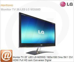 M2550D - Monitor TV 25" LED LG M2550D 1920x1080 5ms 5M:1 DVI HDMI Full HD com Conversor Digital