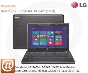 S460-L.BG24P1 - Notebook LG S460-L.BG24P1(1430) Intel Pentium Dual-Core (2.10GHz) 4GB 320GB 14" LED DVD-RW Windows 8 SL Wi-Fi N Bluetooth WebCam HDMI USB 3.0