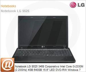 S525-C.BN32P1 - Notebook LG S525 3468 Corporativo Intel Core i3-2330M (2.20GHz) 4GB 640GB 15,6" LED DVD-RW Windows 7 Professional 64 Wi-Fi N Bluetooth WebCam HDMI DLNA NumberPad