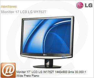 W1752T - Monitor 17" LCD LG W1752T 1440x900 8ms 30.000:1 Wide Preto Piano