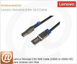 00MJ162 - Lenovo Storwize 0.6m SAS Cable (mSAS to mSAS HD) para conexao com Host