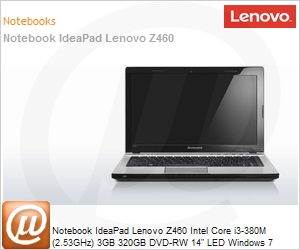 0913PFP - Notebook IdeaPad Lenovo Z460 Intel Core i3-380M (2.53GHz) 3GB 320GB DVD-RW 14" LED Windows 7 Home Basic Wi-Fi Bluetooth WebCam HDMI
