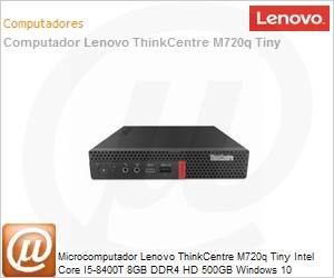 10T8A02PBP - Desktop-PC Lenovo ThinkCentre M720q Tiny Intel Core I5-8400T 8GB DDR4 HD 500GB Windows 10 Professional No Wireless Card Garantia 1 ano On-site