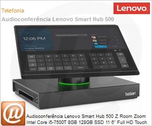 10V50004BP - Audioconferncia Lenovo Smart Hub 500 Intel Core i5-7500T 8GB 128GB SSD 11.6" Full HD Touch Microsoft Skype Room Systems / Zoom Windows 10 64 IoT Enterprise 3 Anos On-Site