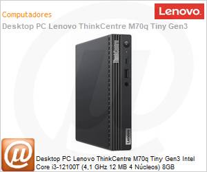 11T4002WBO - Desktop PC Lenovo ThinkCentre M70q Tiny Gen3 Intel Core i3-12100T (4,1 GHz 12 MB 4 Ncleos) 8GB DDR4-3200MHz 256GB SSD Windows 11 Pro