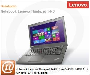 20B7A176BR - Notebook Lenovo Thinkpad T440 Core i5 4300U 4GB 1TB Windows 8.1 Professional