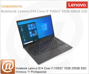 20TB002KBO - Notebook Lenovo ThinkPad E14 Gen2 Intel Core i7-1165G7 (2.8GHz 12MB Cache 4 Ncleos) 16GB DDR4 256GB SSD 14" Full HD Windows 11 Pro Wi-Fi 6 Bluetooth 5.2 Fingerprint
