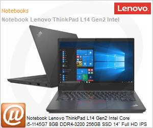 Notebook - Lenovo 20x2006bbo I5-1145g7 1.10ghz 8gb 256gb Ssd Intel Iris Xe Graphics Windows 11 Pro Thinkpad L14 14