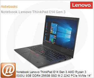 20YD000PBO - Notebook Lenovo ThinkPad E14 Gen3 AMD Ryzen 3 5300U 8GB DDR4 256GB SSD M.2 2242 PCIe NVMe 14" Full HD Windows 11 Pro 64 Wi-Fi 6 Bluetooth 5.2