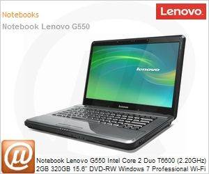 2958-HFP - Notebook Lenovo G550 Intel Core 2 Duo T6600 (2.20GHz) 2GB 320GB 15.6" DVD-RW Windows 7 Professional Wi-Fi Bluetooth WebCam HDMI