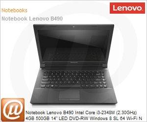37722KP - Notebook Lenovo B490 Intel Core i3-2348M (2.30GHz) 4GB 500GB 14" LED DVD-RW Windows 8 SL 64 Wi-Fi N Bluetooth 4.0 WebCam HDMI USB 3.0