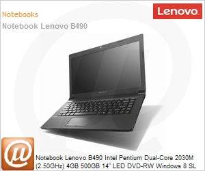 37722LP - Notebook Lenovo B490 Intel Pentium Dual-Core 2030M (2.50GHz) 4GB 500GB 14" LED DVD-RW Windows 8 SL 64 Wi-Fi N Bluetooth 4.0 WebCam HDMI USB 3.0