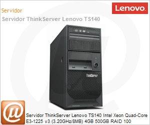 70A4001YBN - Servidor ThinkServer Lenovo TS140 Intel Xeon Quad-Core E3-1225 v3 (3.20GHz/8MB) 4GB 500GB RAID 100 (0/1/10/5) Torre