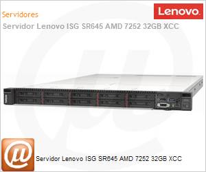 7D2XA050BR - Servidor Lenovo ThinkSystem SR645 ISG AMD Epyc 7252 Octa-Core (3.1GHz 64MB Cache) 32GB DDR4 Sem HD RAID 930-8i 2GB RPS 750W [x2] Rack 1U Xclarity 3 Anos On-Site