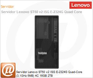 7D8JA04CBR - Servidor Lenovo ST50 v2 ISG E-2324G Quad-Core (3,1GHz 6MB) 4C 16GB 2TB