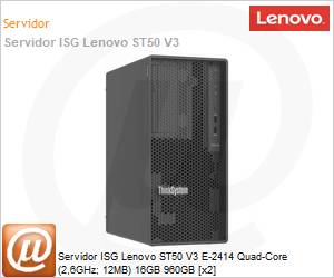 7DF3S02300 - Servidor ISG Lenovo ST50 V3 E-2414 Quad-Core (2,6GHz; 12MB) 16GB 960GB [x2] 