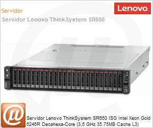 7X06CTO1WW1-091 - Servidor Lenovo ThinkSystem SR650 ISG Intel Xeon Gold 6246R Decahexa-Core (3,5 GHz 35.75MB Cache L3) 256GB DDR4 128GB SSD M.2 [x2] 750W [x2] Rack 2U XClarity 3 Anos On-Site