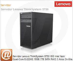 7Y48A03NBR - Servidor Lenovo ThinkSystem ST50 ISG Intel Xeon E-2224G Quad-Core 16GB 1TB SATA RAID 3 Anos On-Site