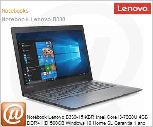 81G70004BR - Notebook Lenovo B330-15IKBR Intel Core i3-7020U 4GB DDR4 HD 500GB Windows 10 Home SL Garantia 1 ano Mall-in
