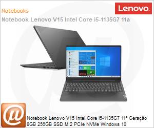 82ME0002BR - Notebook Lenovo V15 Intel Core i5-1135G7 11 Gerao (2.4GHz 8MB 4 Ncleos) 8GB 256GB SSD M.2 PCIe NVMe Windows 10 Pro NVidia GEForce MX350 2GB